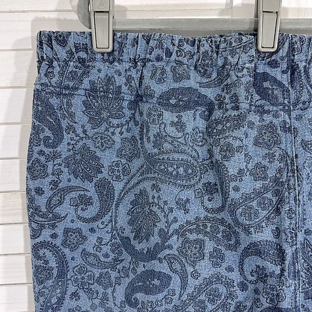 DG2 Blue Paisley Denim Pants Pull On Size 3XP NWT